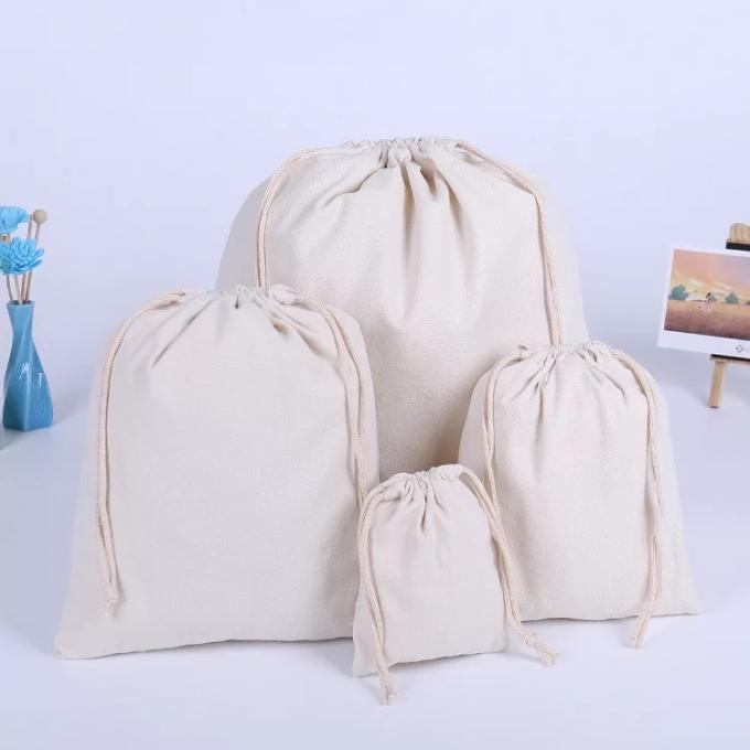 Petits sacs de cordon de mousseline de coton/sacs de cordon promotionnels blancs